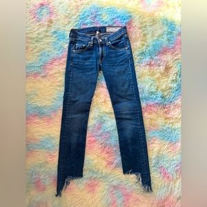 Rag & Bone Distressed Capri Length Skinny Jeans